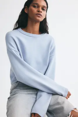 Pull loose en coton mélangé - Bleu ancien clair — photo 1