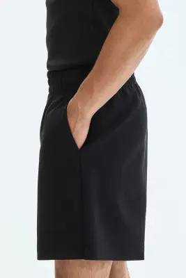 Short Relaxed Fit en interlock - Noir — photo 3