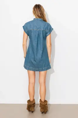 Robe courte en jean — photo 4