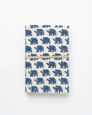 Carnet Indira - Motif Éléphant Bleu – Mamamushi Studio — photo 2