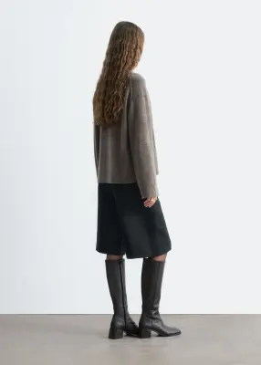 Pull à col roulé en laine et coton - Taupe foncé — photo 4