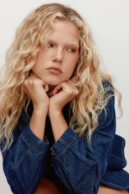 Chemise cintrée en twill - Bleu denim foncé — photo 2