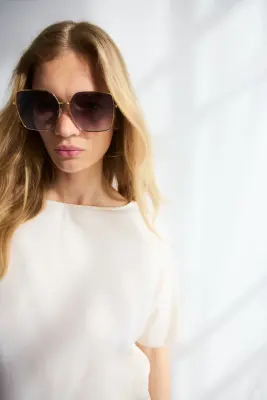 Lunettes de soleil carrées - Doré — photo 1