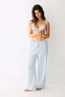 Soutien-gorge souple et paddé en dentelle - Bleu clair/crème — photo 2