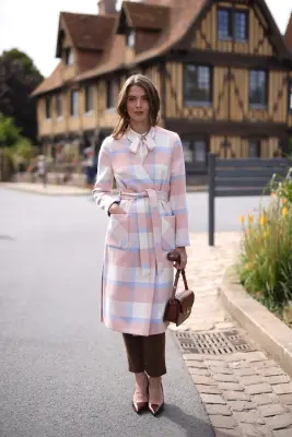 Blaire Wool Coat - Pink plaid — photo 2