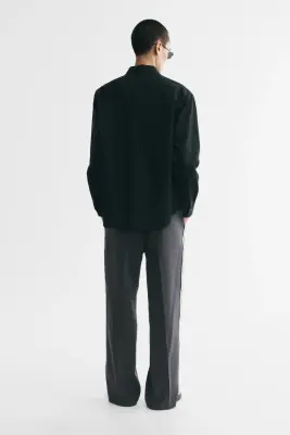 Pantalon Relaxed Fit - Gris foncé chiné/rayé — photo 3