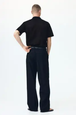 Polo Regular Fit en maille ajourée - Noir — photo 4