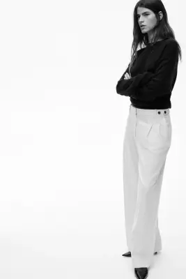 Pantalon chic à jambes larges - Blanc — photo 4