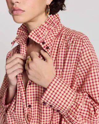 Chemise Leonor vichy rouge et jaune — photo 3