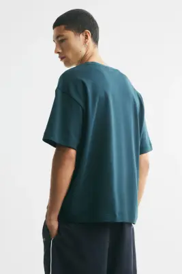T-shirt Loose Fit en interlock - Turquoise foncé — photo 3