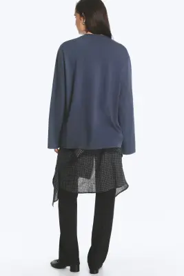 T-shirt à manches longues oversize - Bleu foncé — photo 2