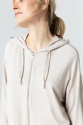 Sweat Beige Col Rond Manches Longues en Viscose / Elasthanne — photo 4