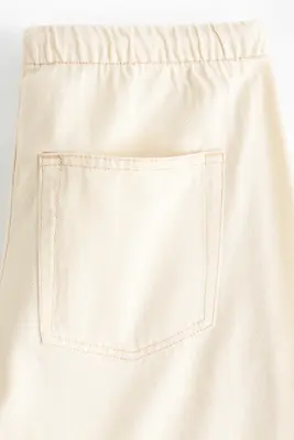 Pantalon à cordon en denim - Beige clair — photo 4