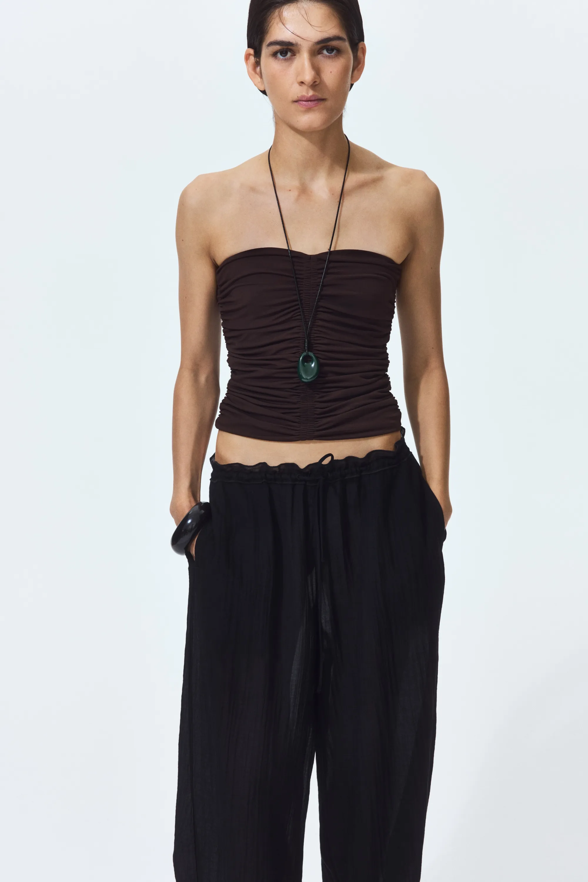 Top bandeau en jersey - Marron foncé