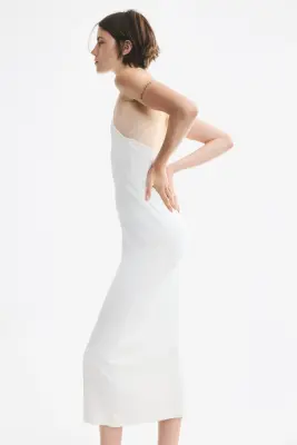 Robe dos nu de longueur mi-mollet - Crème — photo 2