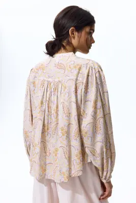 Blouse oversize en viscose mélangée - Violet clair/motif cachemire — photo 2