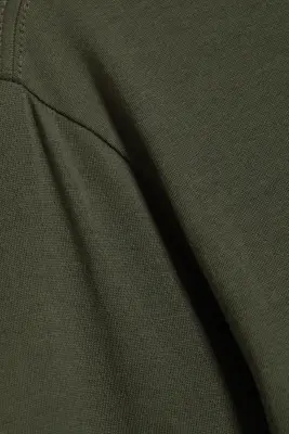 T-shirt en coton rétréci à manches longues - Vert kaki foncé — photo 4