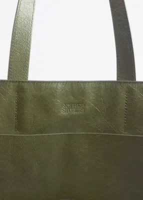 Tote bag en cuir - Vert kaki — photo 2