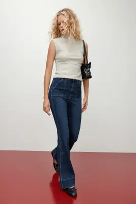 Flared High Jeans - Bleu denim foncé — photo 1