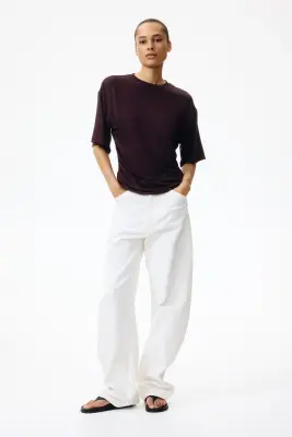 Top en viscose à effet drapé - Marron foncé — photo 1