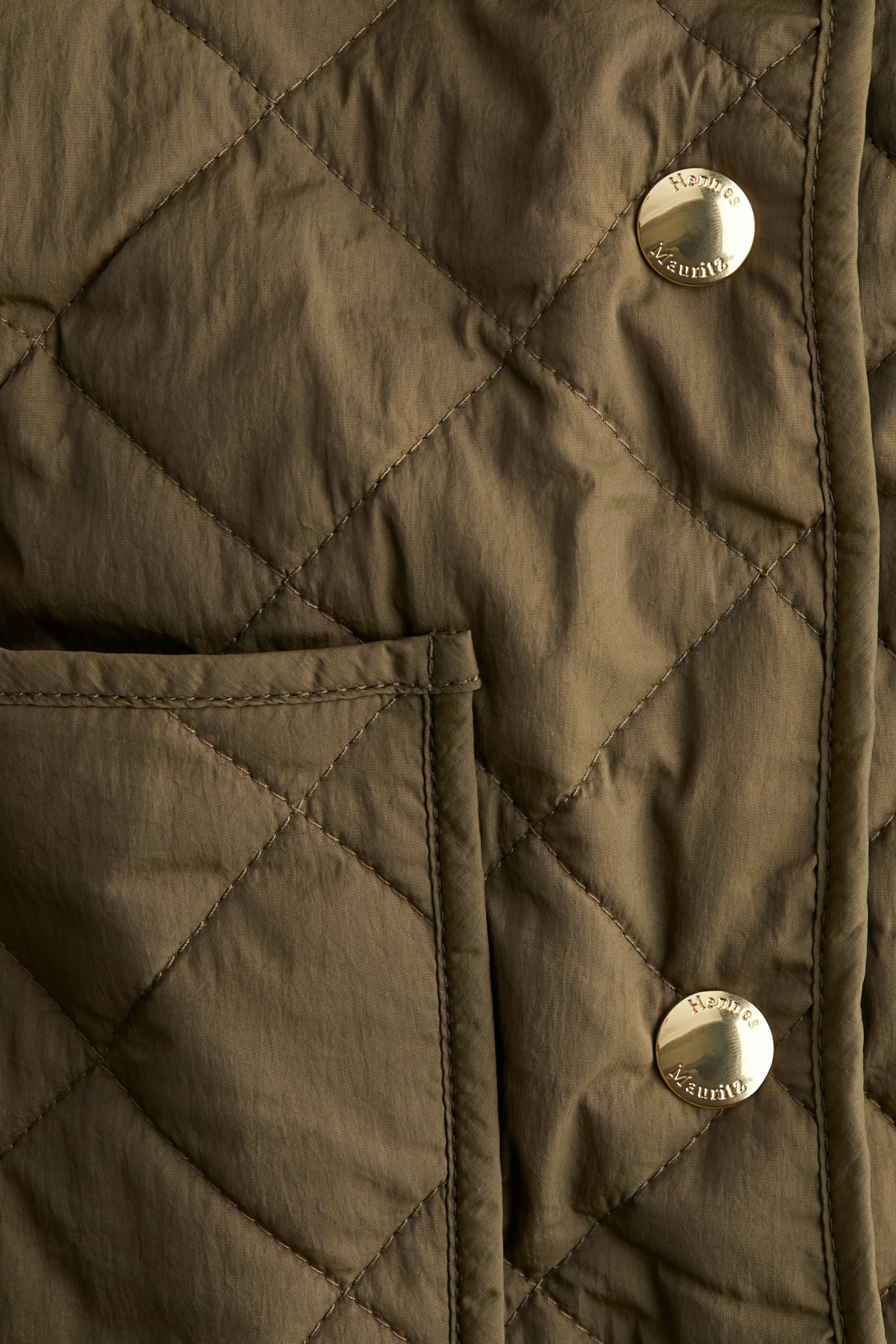 Veste matelassée avec col en velours côtelé - Vert kaki
