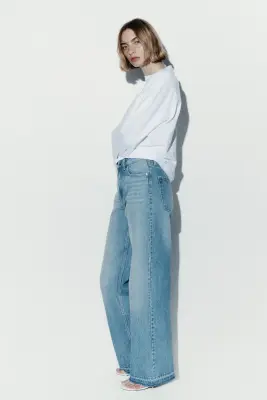 Wide High Waist Jeans - Bleu denim clair — photo 4