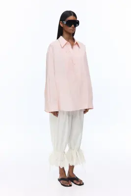 Chemise à plastron en popeline - Rose clair — photo 2