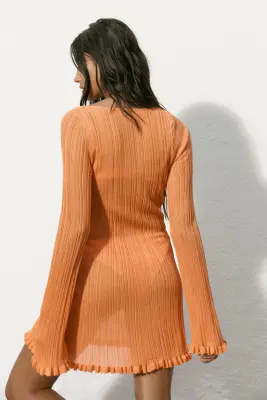 Robe de plage en maille côtelée - Orange — photo 4