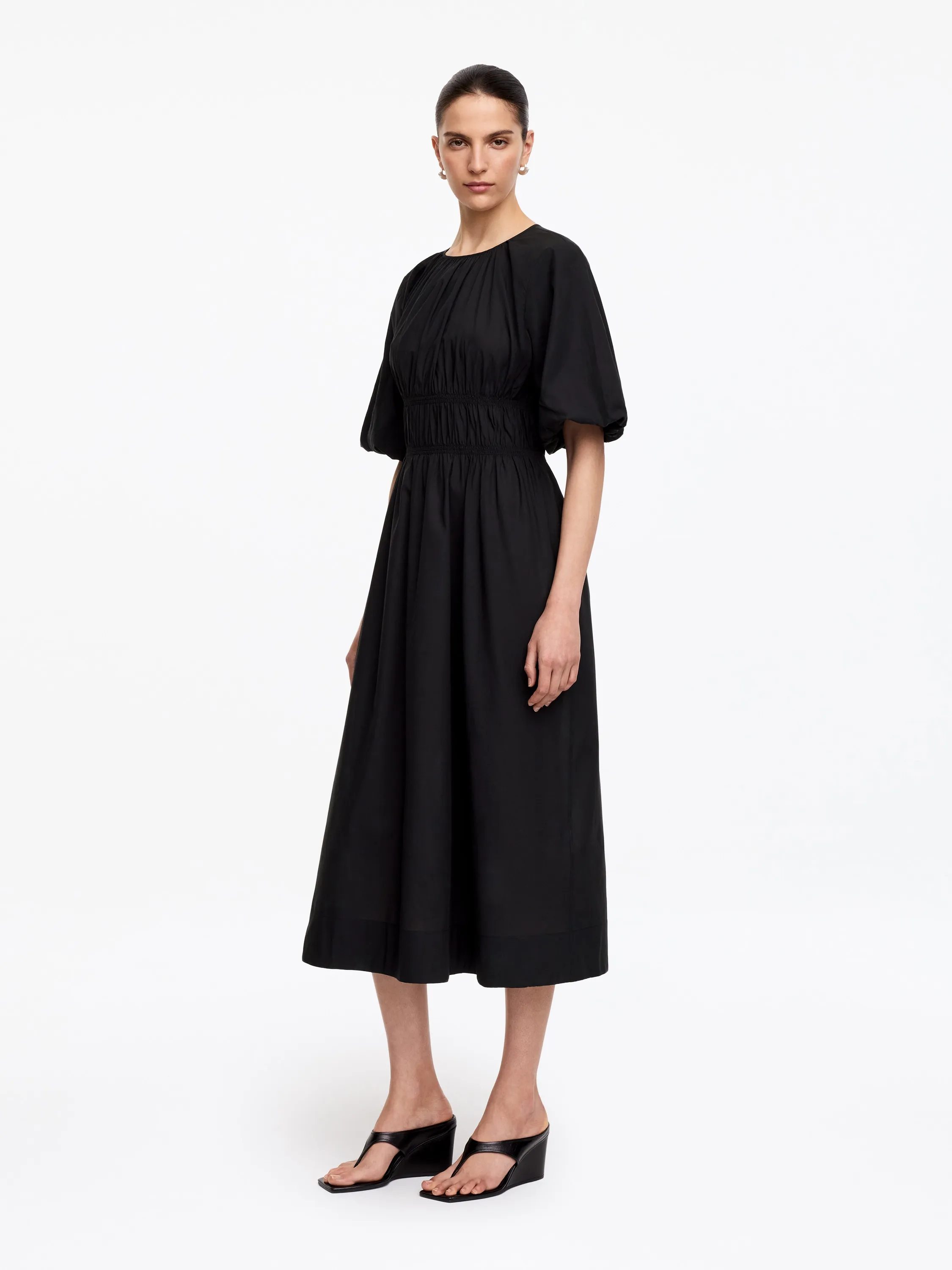 Robe longue en lyocell et coton - Noir