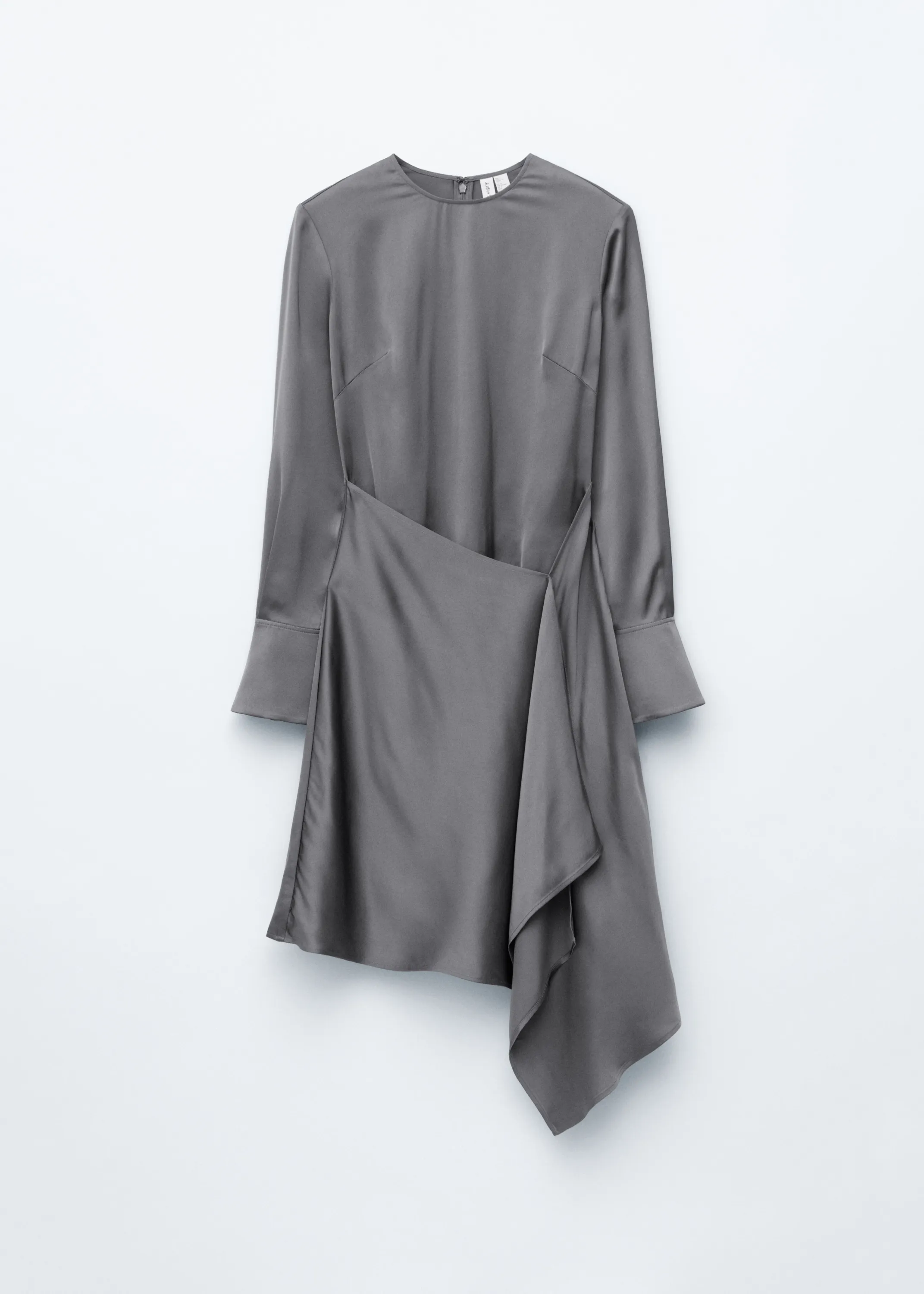 Robe courte asymétrique à manches longues - Gris argenté