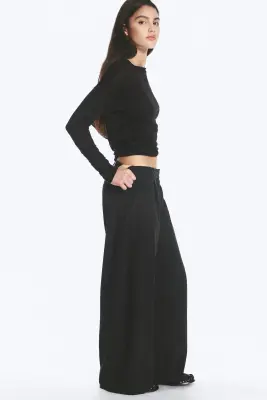 Pantalon de costume large taille basse - Gris foncé à carreaux — photo 3