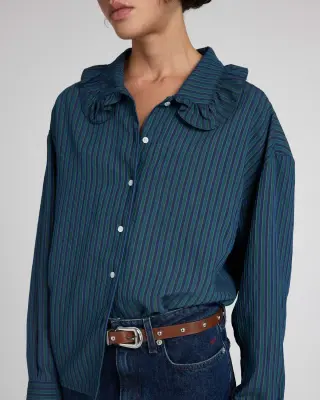 Chemise Thalia rayures vert et bleu — photo 1