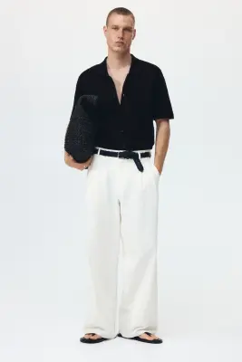 Chemise Regular Fit en maille ajourée - Noir — photo 1