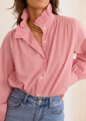 Chemise Assia - Rayé Rouge Blanc — photo 2