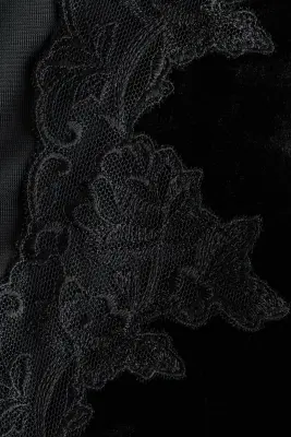 Body string en velours brodé - Noir — photo 2