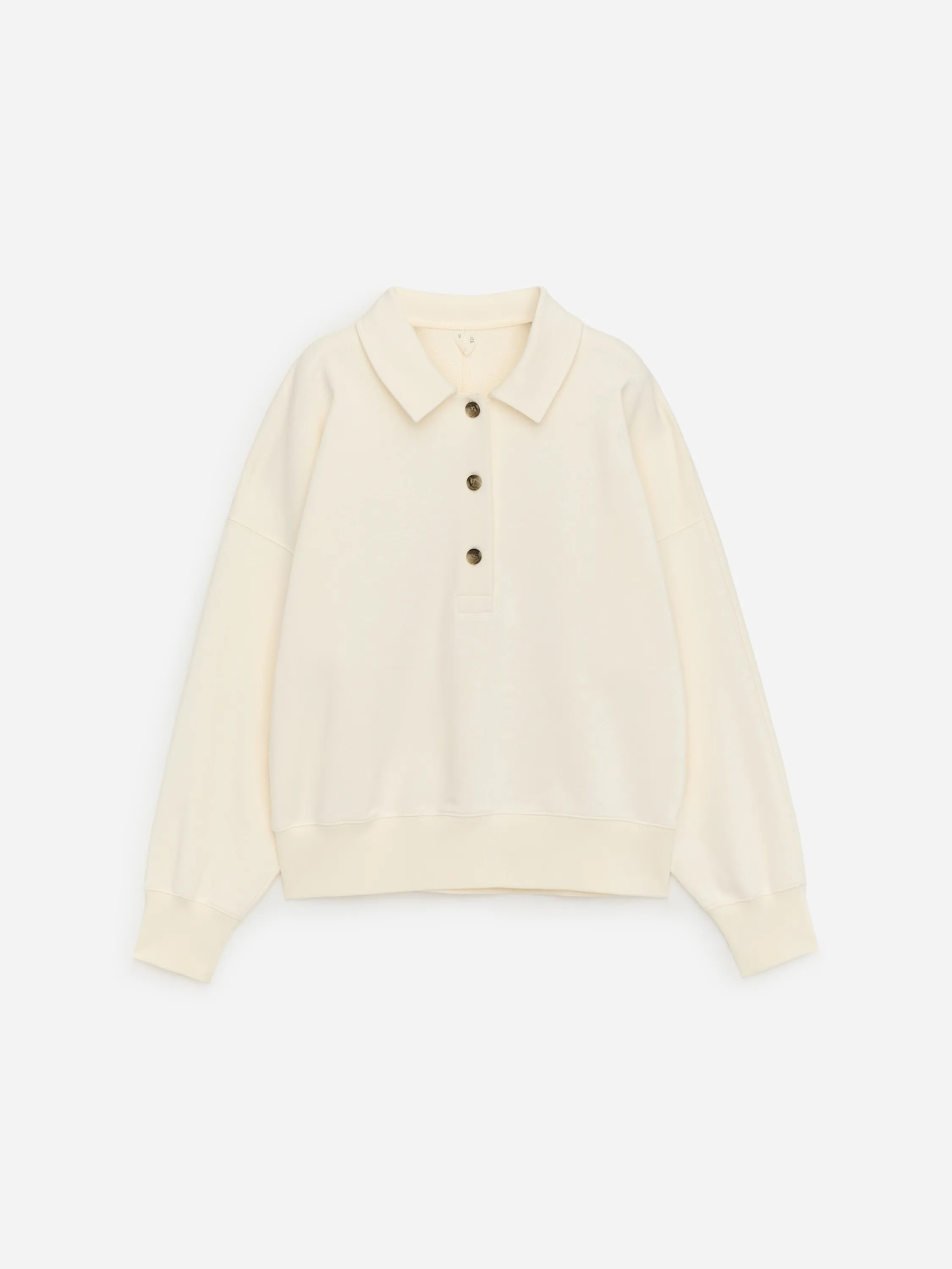 Sweat polo en tissu éponge - Blanc cassé