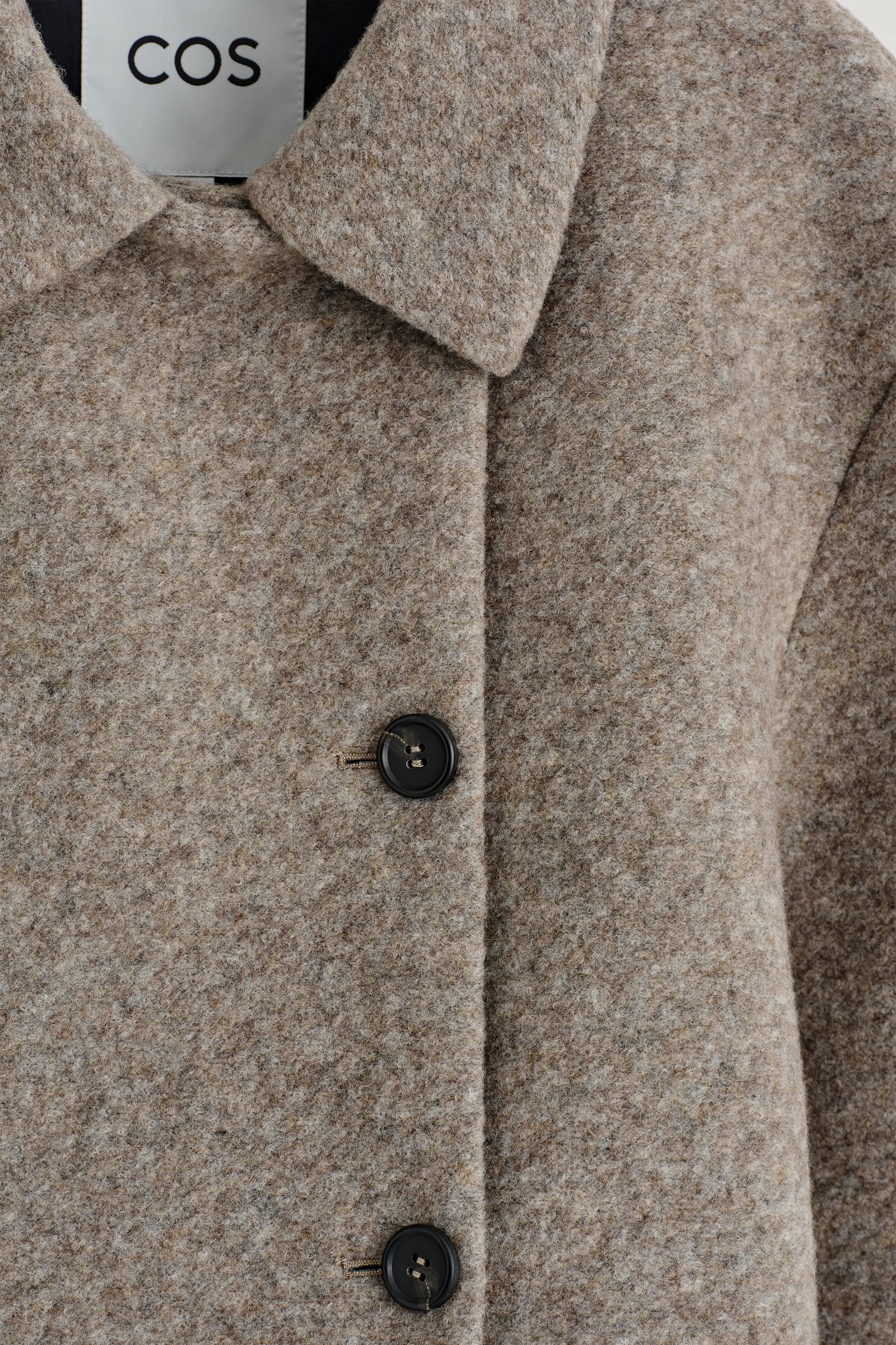 VESTE COURTE EN LAINE BOUILLIE MÉLANGÉE - BEIGE CHINÉ