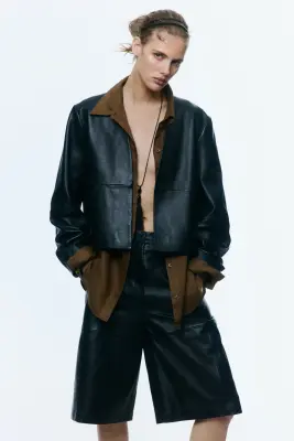 Chemise oversize en lin - Vert kaki — photo 3