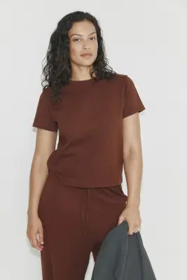 T-shirt en coton - Marron — photo 2