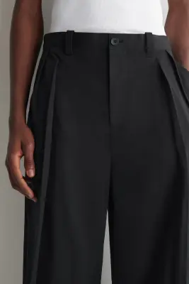 PANTALON LARGE DÉCONTRACTÉ EN COTON - NOIR — photo 2