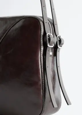 Sac porté épaule en cuir - Marron foncé — photo 3