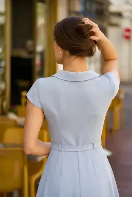 Hortense Collared Dress - Light blue — photo 3