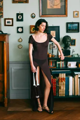 ROBE ORNELLA MARRON FONCÉ — photo 5