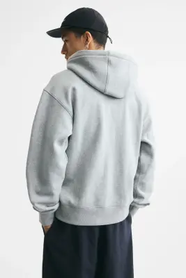 Veste à capuche zippée Relaxed Fit - Gris clair chiné — photo 3