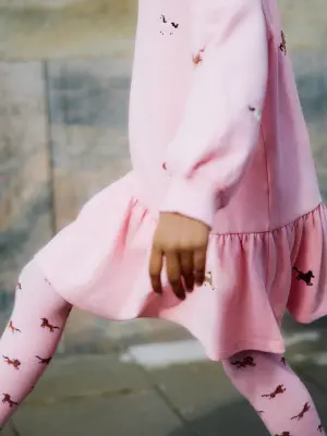 Robe sweat brodée - Rose/Chevaux — photo 1