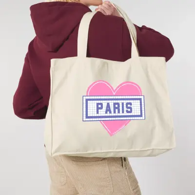 SAC SHOPPING IMPRIMÉ - COEUR PARIS - ÉCRU — photo 2