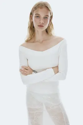 Top épaules nues - Blanc — photo 2