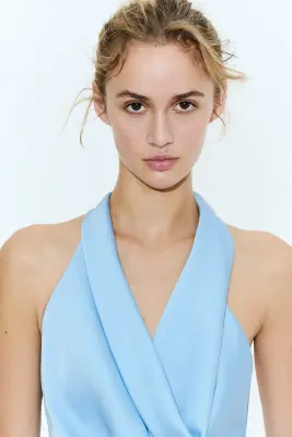 Robe à encolure bénitier - Bleu clair — photo 2