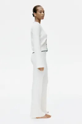 Pantalon évasé en maille torsadée - Blanc — photo 2