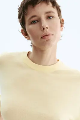 T-shirt en laine mérinos - Jaune clair — photo 1